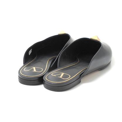 Valentino Garavani Mule Leather Black Gold Women 37