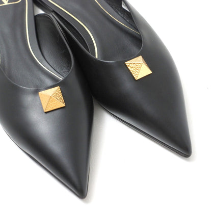 Valentino Garavani Mule Leather Black Gold Women 37