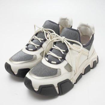 Salvatore Ferragamo Sneakers Leather Off-White X Silver Gray Type Women 6.5C