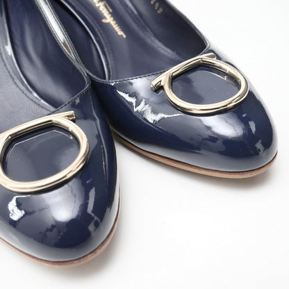 Salvatore Ferragamo Pumps 14595 Patent Leather Navy Serina Women 6 1/2 D