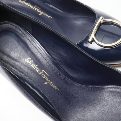 Salvatore Ferragamo Pumps 14595 Patent Leather Navy Serina Women 6 1/2 D