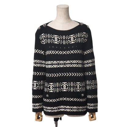 Chanel Knit Knit Black X White Type P63046 Women 36