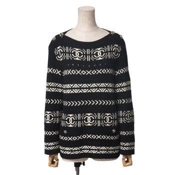 Chanel Knit Knit Black X White Type P63046 Women 36