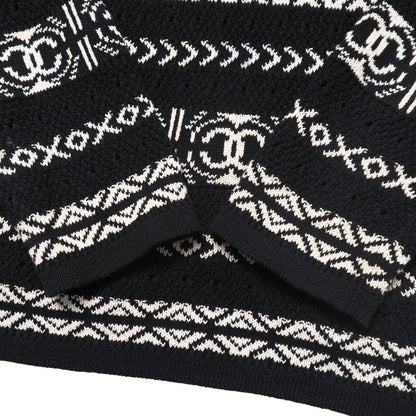 Chanel Knit Knit Black X White Type P63046 Women 36