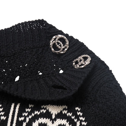 Chanel Knit Knit Black X White Type P63046 Women 36