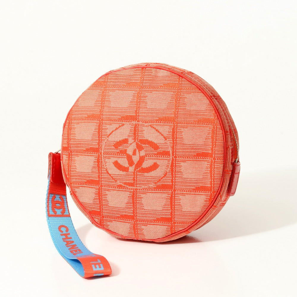 Chanel Accessory Pouch Nylon Jacquard Red New Travel Line Women