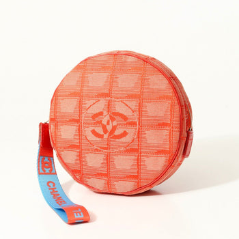 Chanel Accessory Pouch Nylon Jacquard Red New Travel Line Women