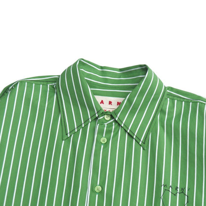 Marni Long Sleeve Shirt Cotton Green White Cama0586S0 Utc318 Women 38