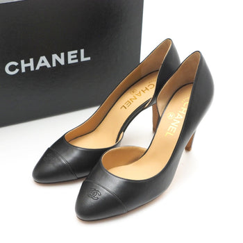 Chanel Pumps Leather Black P G26704 Women 37 C