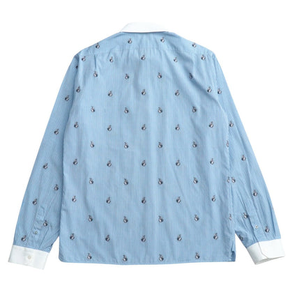 Gucci Long Sleeve Shirt Cotton Blue White Cambidge Cambridge 474002 Z381C Mens 40