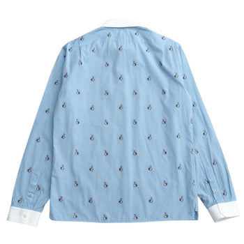 Gucci Long Sleeve Shirt Cotton Blue White Cambidge Cambridge 474002 Z381C Mens 40