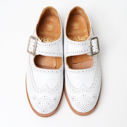 Tricker'S Dress Shoes L6011 Leather White Mary Jane 4 1/2