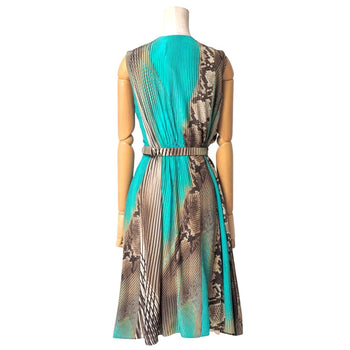 Salvatore Ferragamo One Piece Silk Brown X Beige X Blue 38
