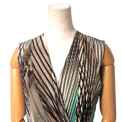 Salvatore Ferragamo One Piece Silk Brown X Beige X Blue 38