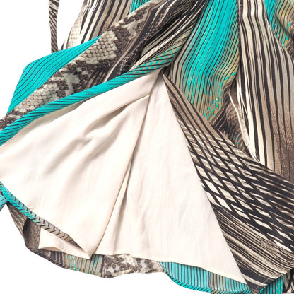 Salvatore Ferragamo One Piece Silk Brown X Beige X Blue 38