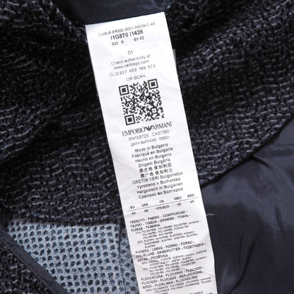 Emporio Armani Tailored Jacket 77% Polyester, 23% Elastane Navy Type Black Gray 1G870 1426 46