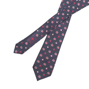 Gucci Tie 100% Silk Dark Navy Red 624055 4E002