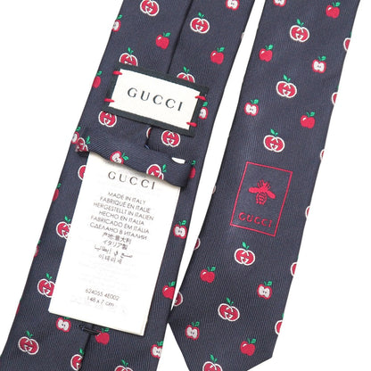 Gucci Tie 100% Silk Dark Navy Red 624055 4E002