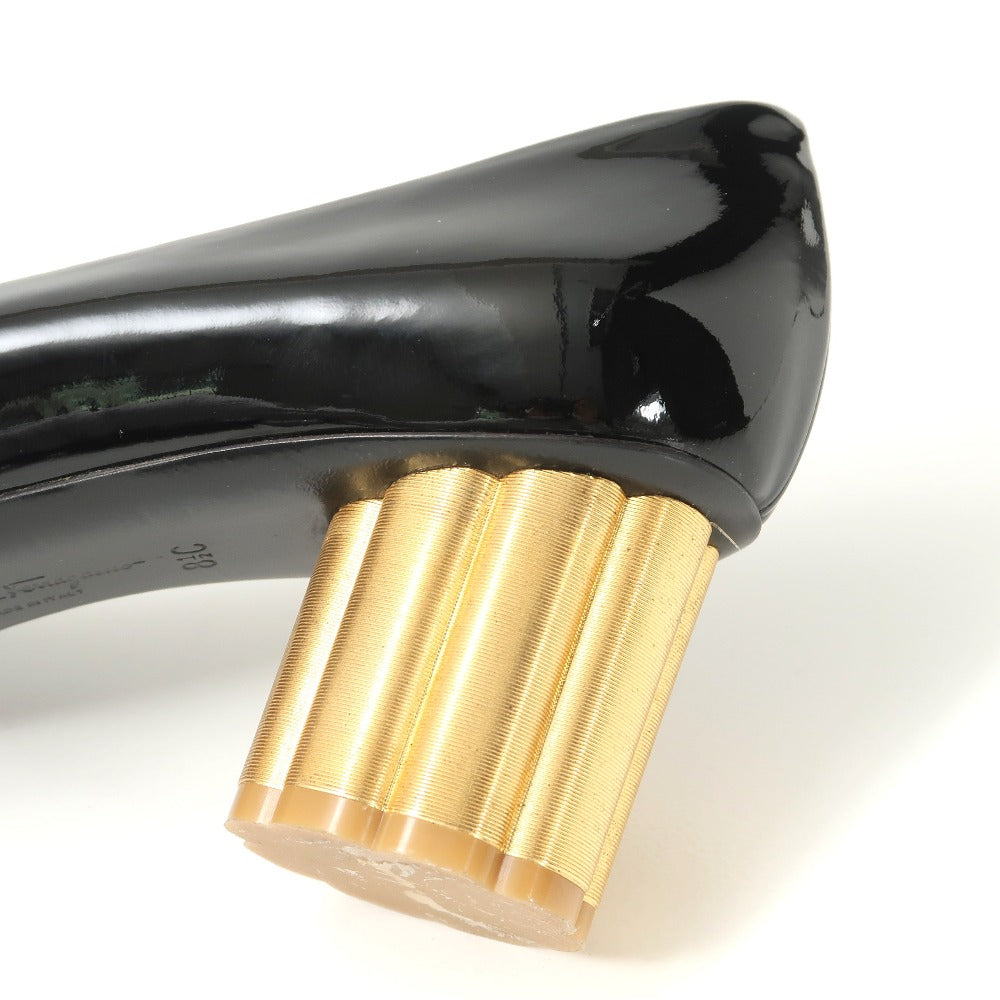Salvatore Ferragamo Pumps Patent Leather Black Gold 87280 8 1/2