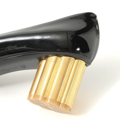 Salvatore Ferragamo Pumps Patent Leather Black Gold 87280 8 1/2