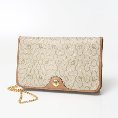 Christian Dior Shoulder Bag Pvc Leather Brown Gold Chain