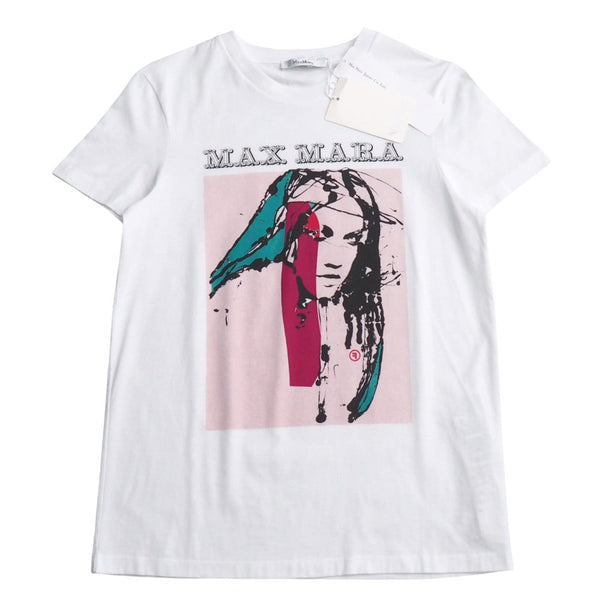 Max Mara Short Sleeve T-Shirt 100% Cotton White Pink Type Red Green Type 19760193 S