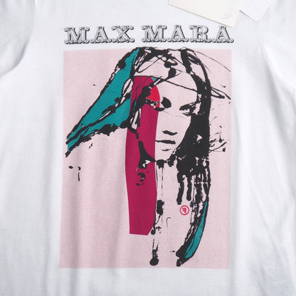 Max Mara Short Sleeve T-Shirt 100% Cotton White Pink Type Red Green Type 19760193 S