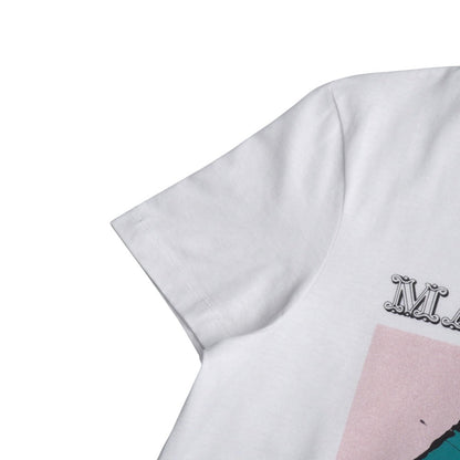 Max Mara Short Sleeve T-Shirt 100% Cotton White Pink Type Red Green Type 19760193 S