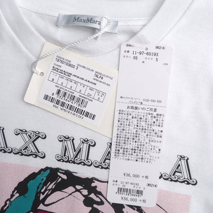 Max Mara Short Sleeve T-Shirt 100% Cotton White Pink Type Red Green Type 19760193 S