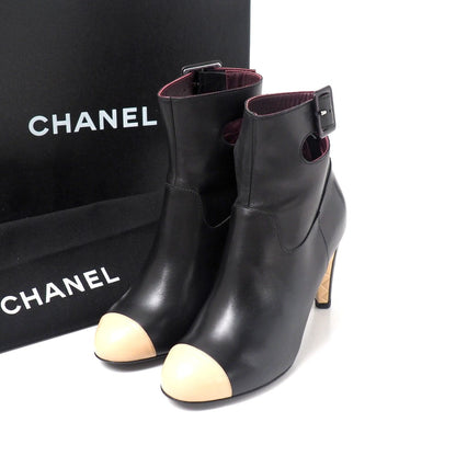 Chanel Boots Leather Black 36 1/2 C