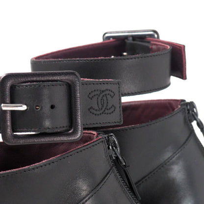 Chanel Boots Leather Black 36 1/2 C