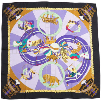 Hermes Scarf Circus Twill Black Multicolor Carre90
