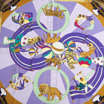 Hermes Scarf Circus Twill Black Multicolor Carre90