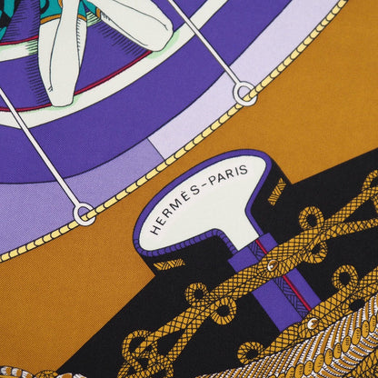 Hermes Scarf Circus Twill Black Multicolor Carre90
