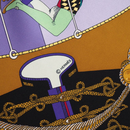 Hermes Scarf Circus Twill Black Multicolor Carre90