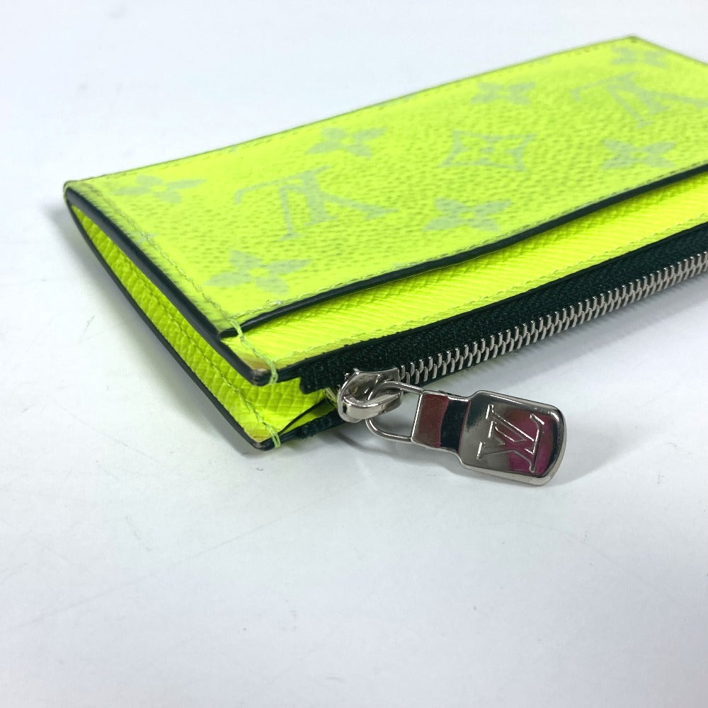 Louis Vuitton Coin Case M30950 Taiga Leather, Monogram Canvas Yellow Taigalama Coin Card Holder