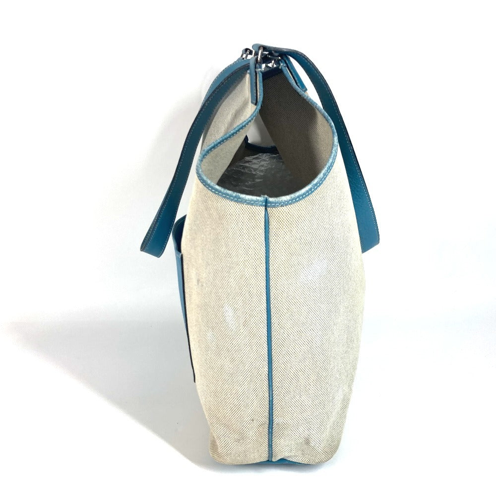Hermes Shoulder Bag Leather / Canvas Blue Shoulder Bag Tote Bag Giardinier Pm