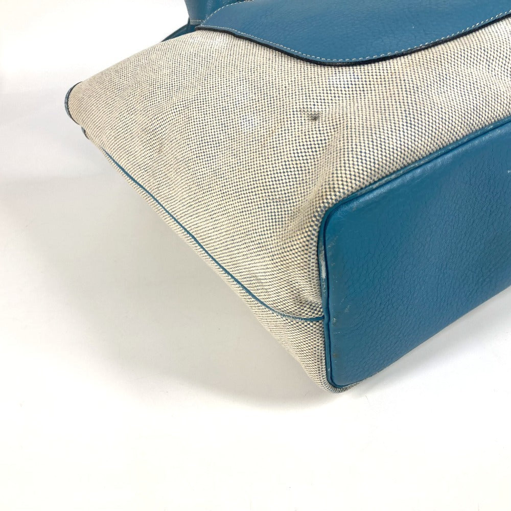 Hermes Shoulder Bag Leather / Canvas Blue Shoulder Bag Tote Bag Giardinier Pm