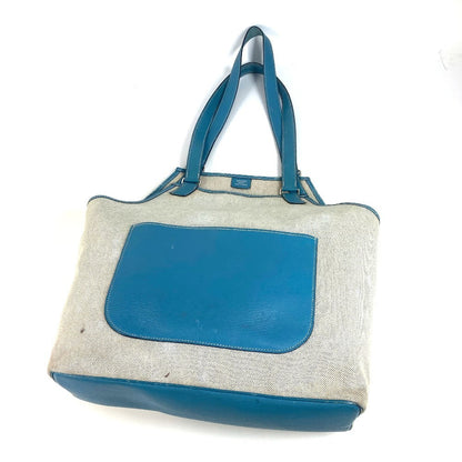 Hermes Shoulder Bag Leather / Canvas Blue Shoulder Bag Tote Bag Giardinier Pm