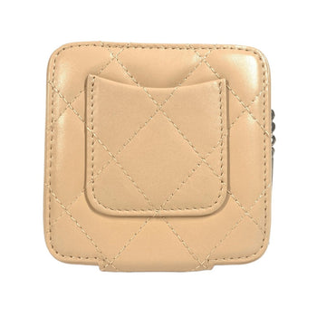 Chanel Pouch Leather Beige Cambon Line Cc Coco Mark
