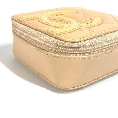 Chanel Pouch Leather Beige Cambon Line Cc Coco Mark