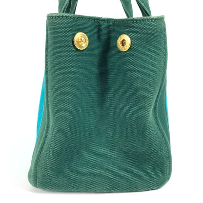Prada Handbag Canvas Green Canapa Logo Stripes