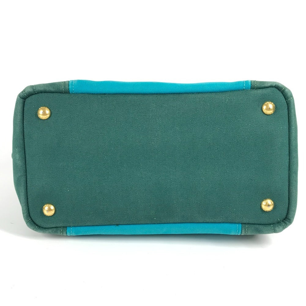 Prada Handbag Canvas Green Canapa Logo Stripes