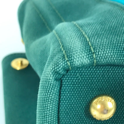 Prada Handbag Canvas Green Canapa Logo Stripes
