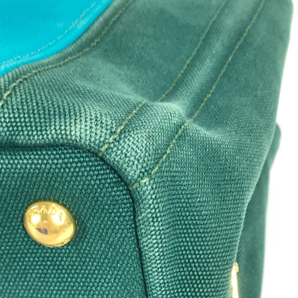 Prada Handbag Canvas Green Canapa Logo Stripes