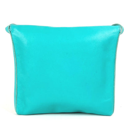 Hermes Shoulder Bag Leather Turquoise Blue Type Tassel Fringe Sack Pom-Pom