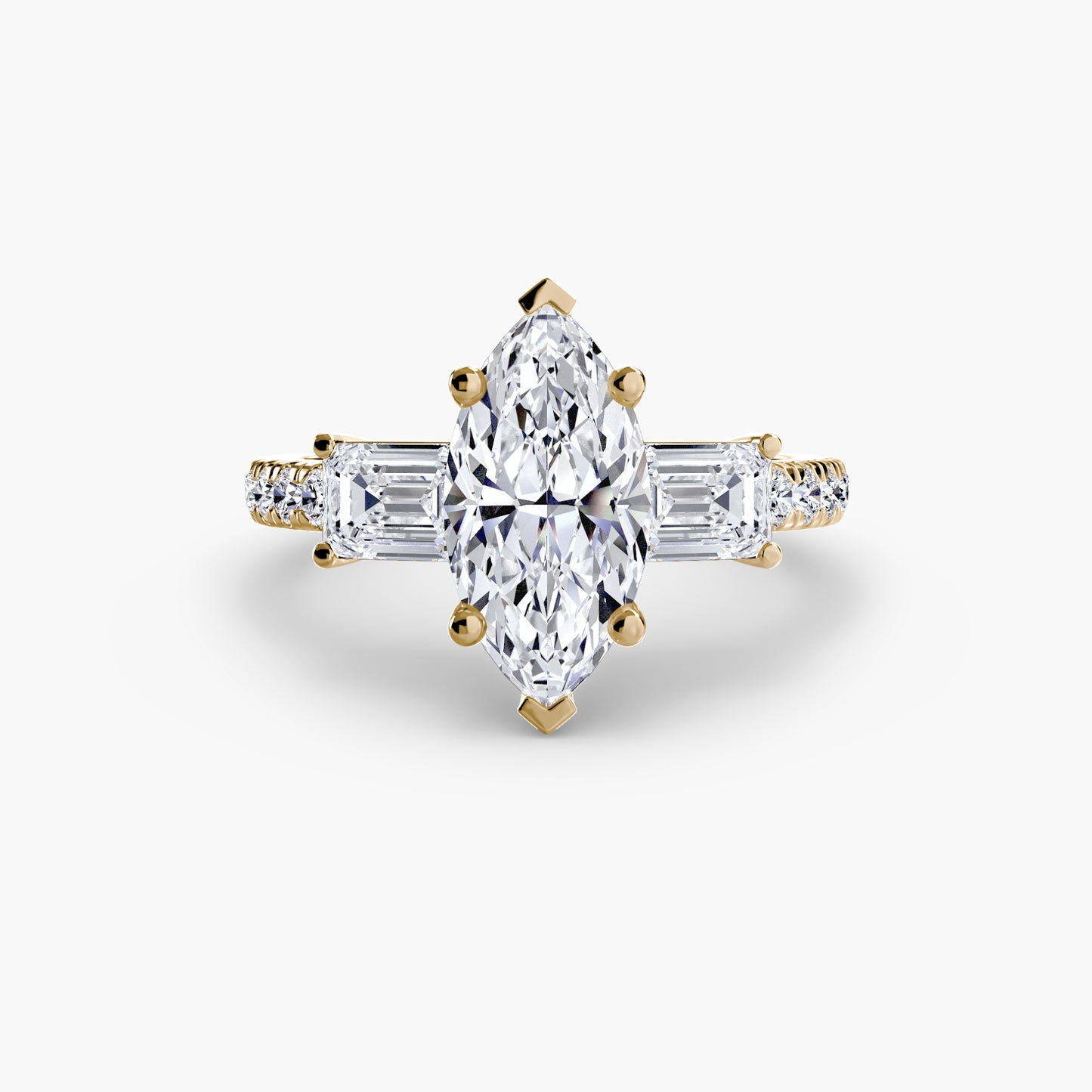 Three-Stone Ring with Pavé Band 4