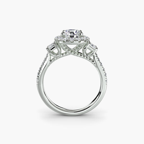 Three-Stone Ring with Halo 2