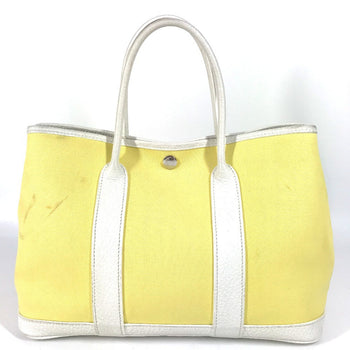 Hermes Handbag Toile H, Leather Yellow Garden Party Tpm Garden Party Tpm