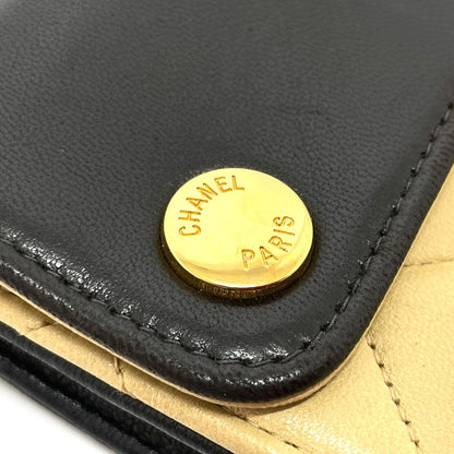Chanel Waist Bag Lambskin Black X Beige Matrasse Bicolor Women
